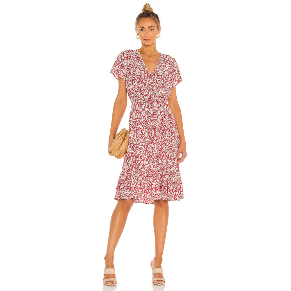 $198 Rail Kiki Floral Print Red Scarlet Camellia Sundress Dress, XS